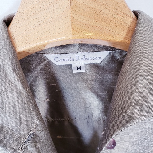 Connie Roberson Silk Blouse Med gold holiday - Picture 3 of 6